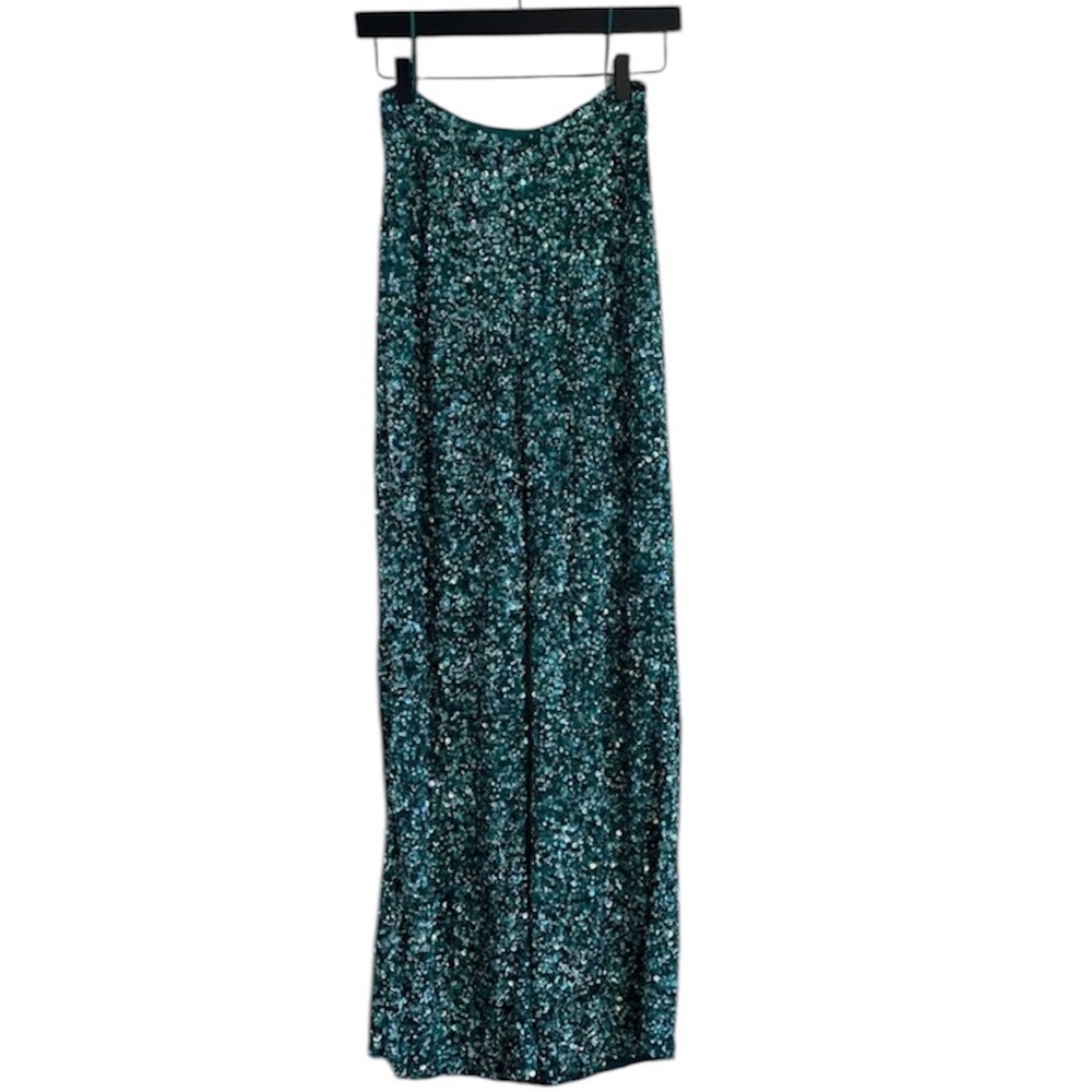 Retrofete Sequin Wide Leg Pants Teal